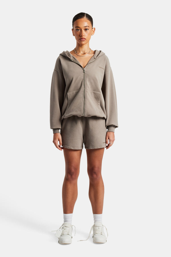 Cernucci Limited Zip Through Hoodie & Short Set - Taupe