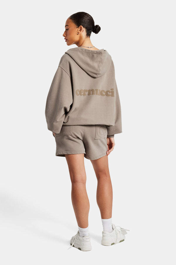 Cernucci Limited Zip Through Hoodie & Short Set - Taupe