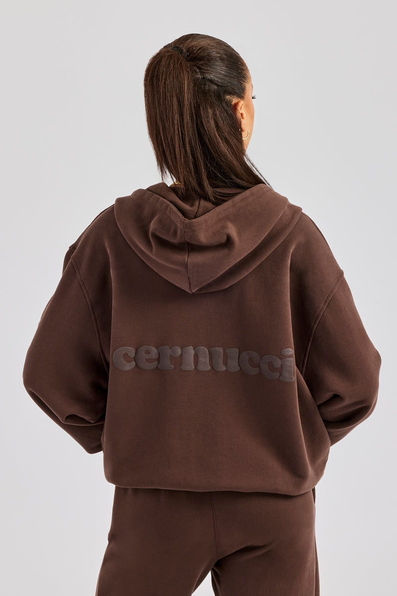 Womens Zip Through Hoodie - Chocolate