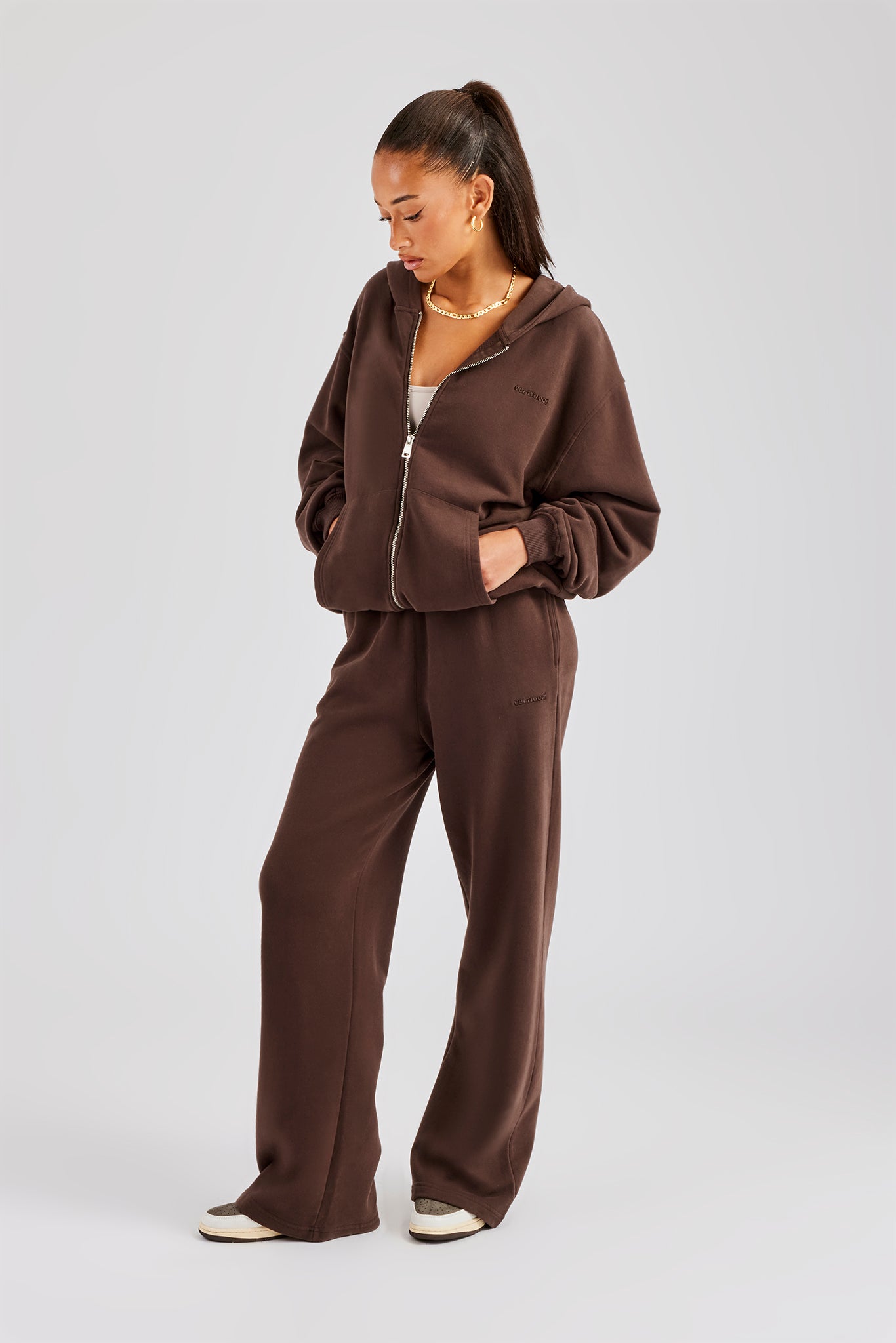 Wide Leg Jogger Chocolate Womens Joggers Shop Plain Joggers At Cernucci Cernucci