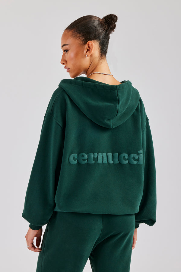 Womens Zip Through Hoodie - Dark Green