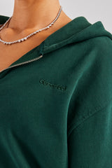 Womens Zip Through Hoodie - Dark Green