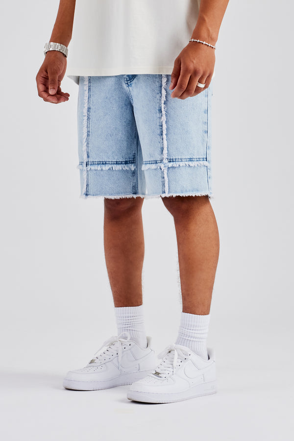 Raw Edge Denim Short - Iced Blue