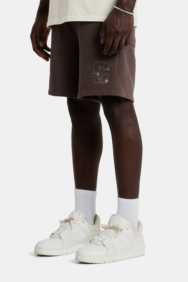 Embellished C Relaxed Shorts - Chocolate