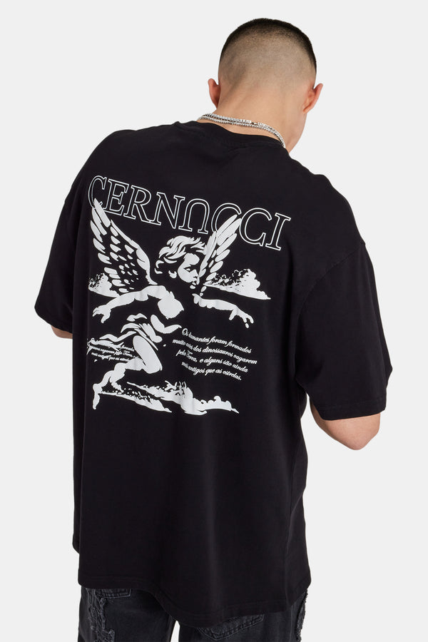 Cherub Script Oversized T-Shirt - Black