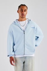 Cherub Text Zip Hoodie - Light Blue