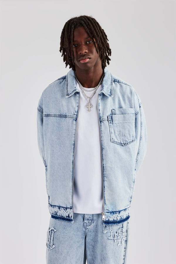 Denim Zip Jacket - Light Blue