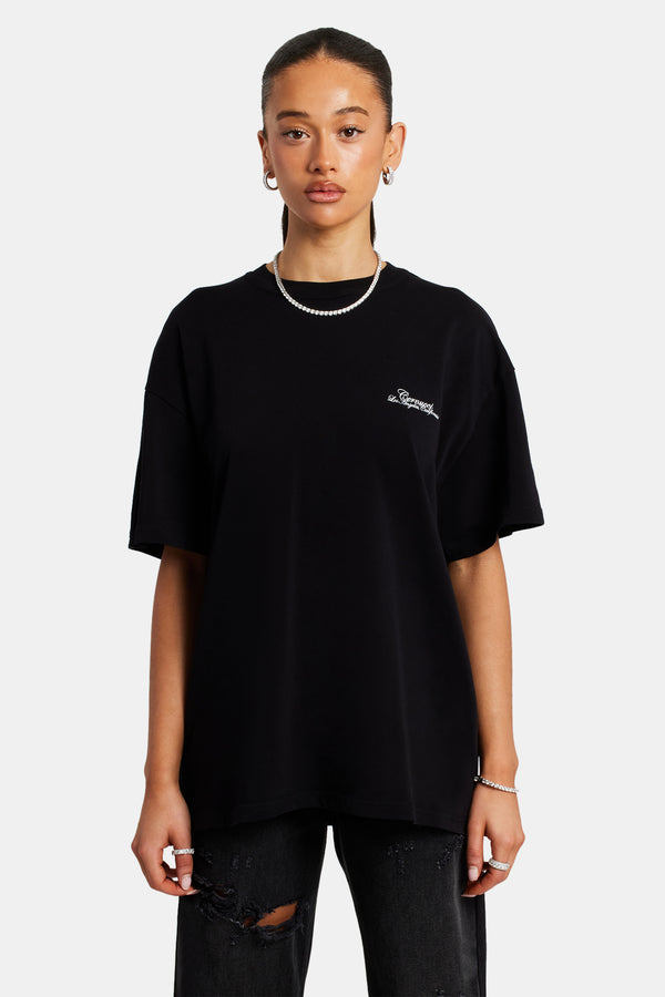 Womens California Text Oversized T-Shirt - Black