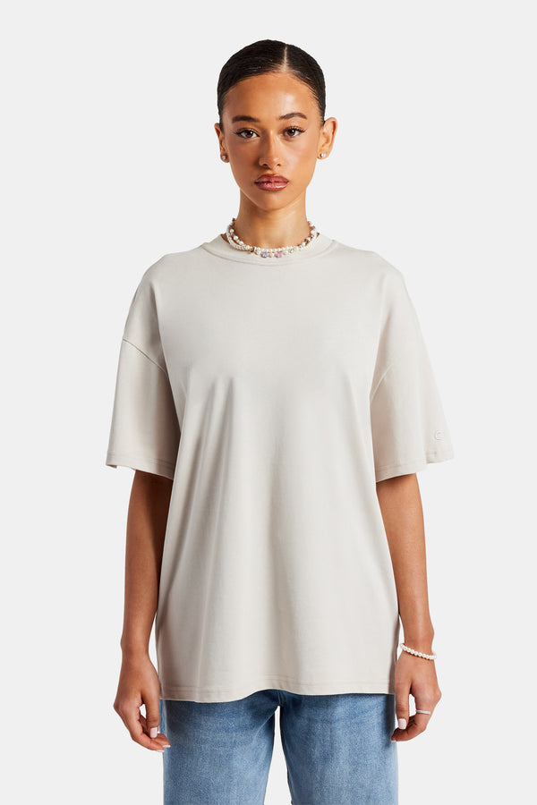 Womens Parasio Hills Text Oversized T-Shirt - Stone