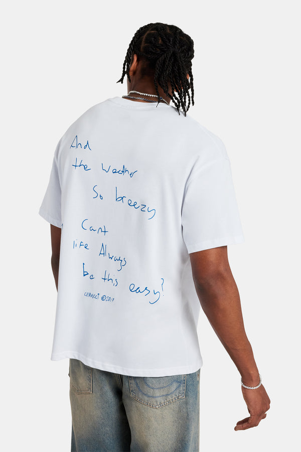 Back Quote Oversized T-Shirt - White