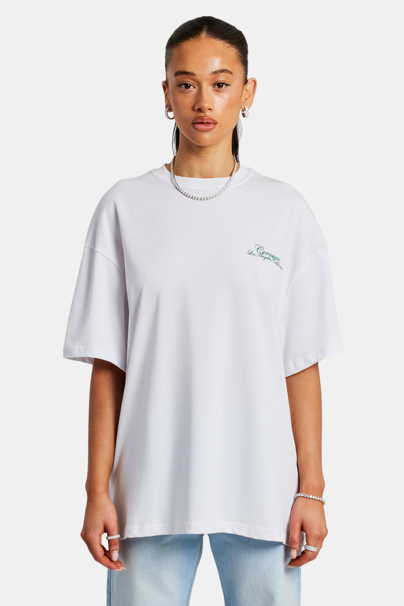 Oversized California Text Print T-Shirt - White