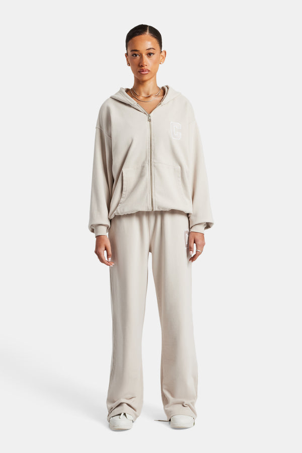 C Embroidered Zip Through Tracksuit - Stone