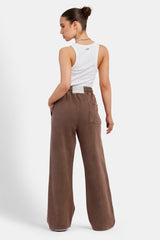 Acid Wash Wide Leg Jogger - Washed Brown