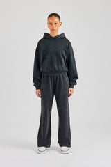 Womens Acid Wash Boxy Tracksuit - Charcoal