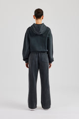 Womens Acid Wash Boxy Tracksuit - Charcoal