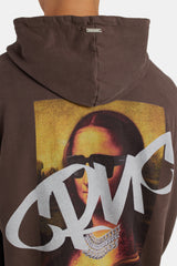 Portrait Graffiti Graphic Hoodie - Chocolate