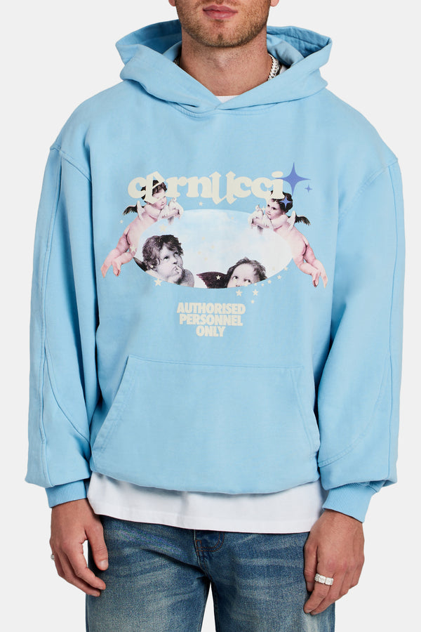 Cherub Graphic Hoodie - Light Blue