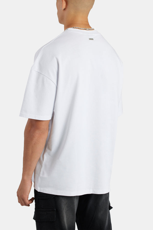 Oversized Slogan Print T-Shirt - White