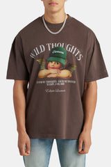 Oversized Wild Thoughts Cherub T-Shirt - Chocolate