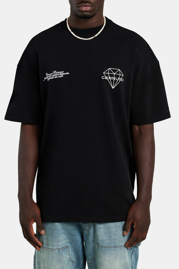 Oversized Iced Print T-Shirt - Black