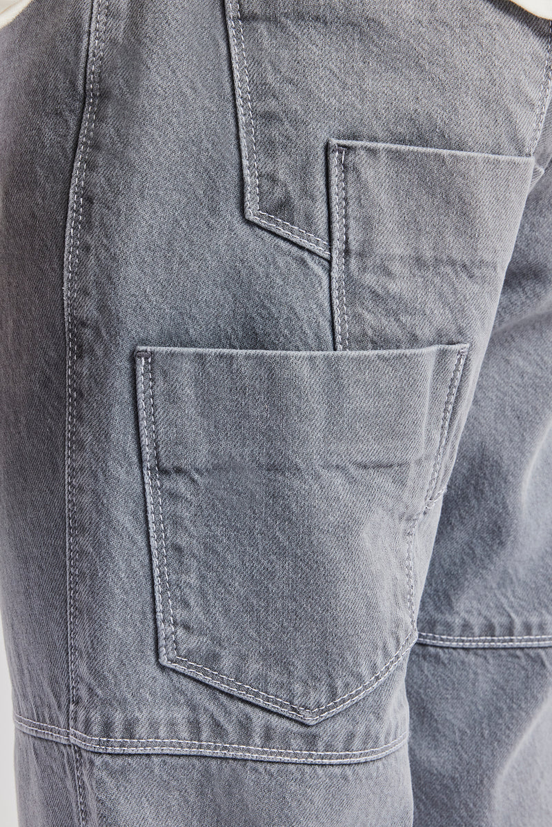 Relaxed Turn Up Denim Jean - Washed Grey