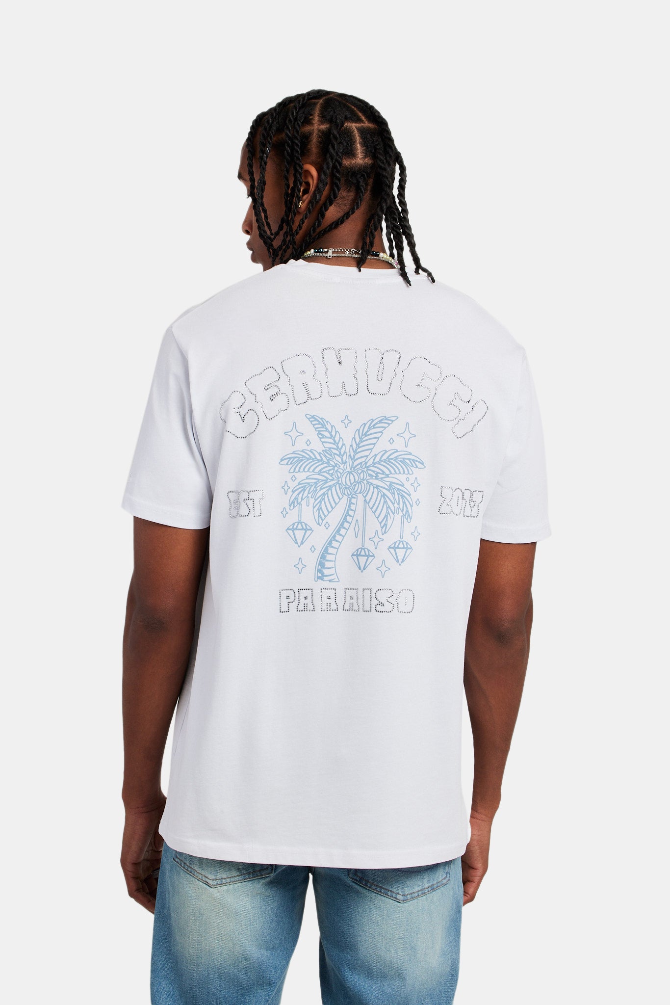 Diamond Palm Outline Oversized T-Shirt - White | Mens Tees & Vests ...