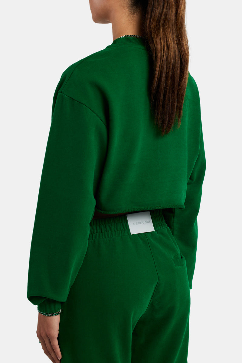 Cernucci Crop Sweatshirt - Dark Green