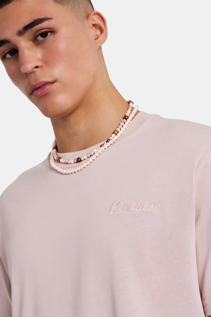 Embroidered T-Shirt - Washed Pink