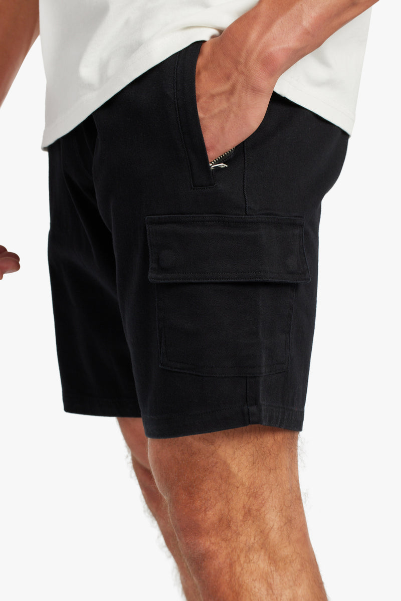 Twill Cargo Shorts - Black