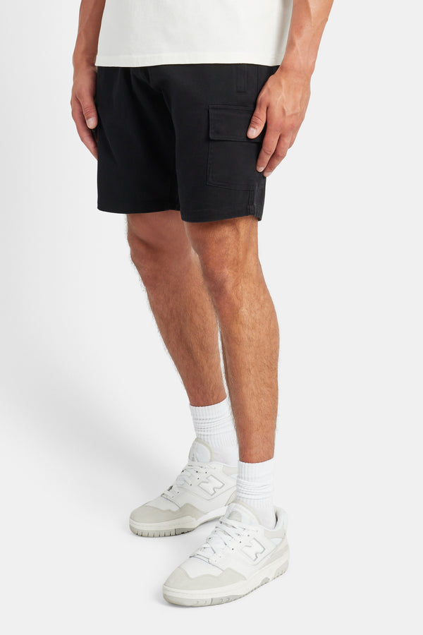 Twill Cargo Shorts - Black