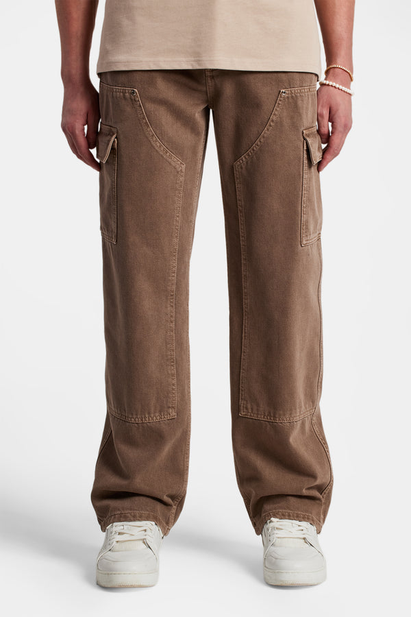 Relaxed Cargo Carpenter Jean - Washed Brown