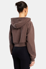 Cropped Zip Hoodie - Chocolate