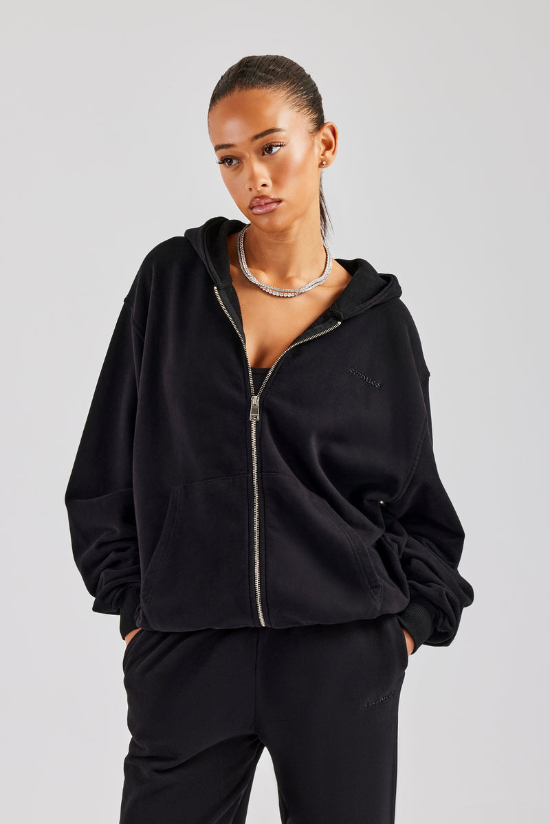 Oversized Zip Hoodie - Black