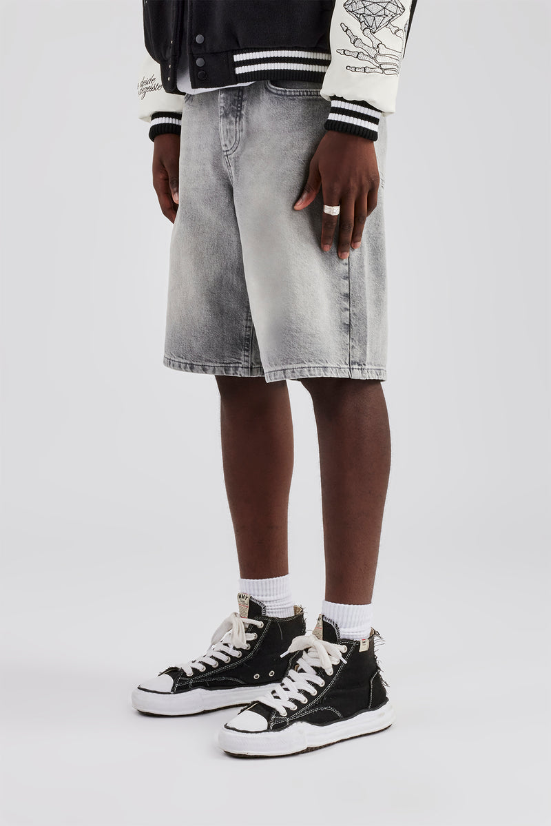 Denim Bermuda Jorts - Washed Grey