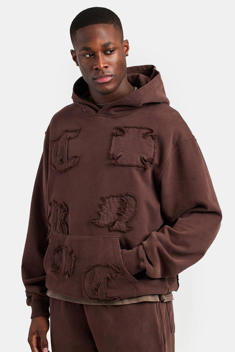 Raw Edge Applique Tracksuit - Brown