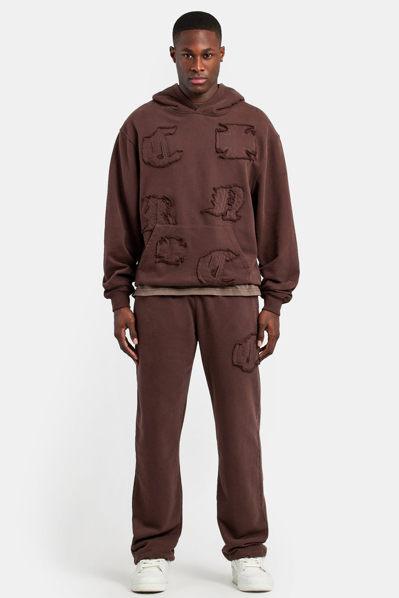 Raw Edge Applique Tracksuit - Brown