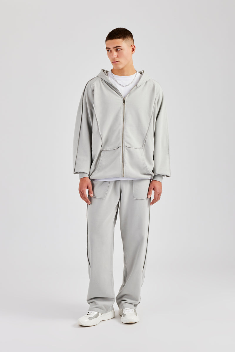 Exposed Seam Straight Leg Jogger - Ash Grey