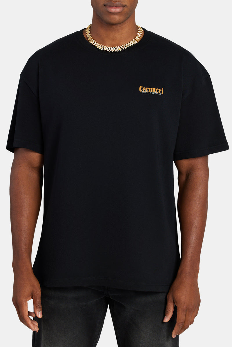 Cernucci Palm Collection Graphic Oversized T-Shirt - Black