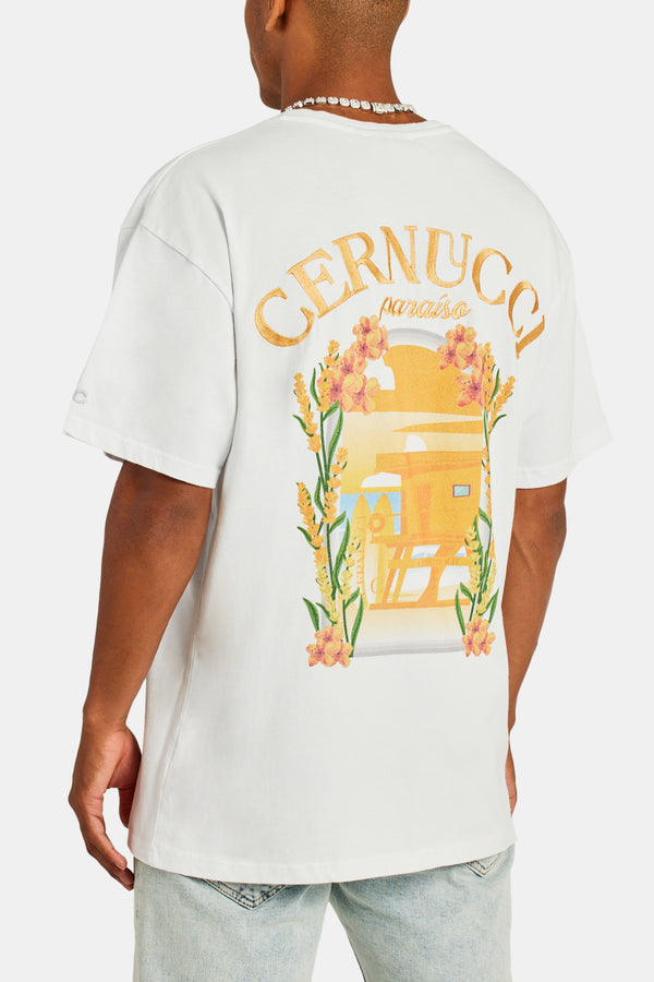 Cernucci Orange Beach House Graphic T-Shirt - White