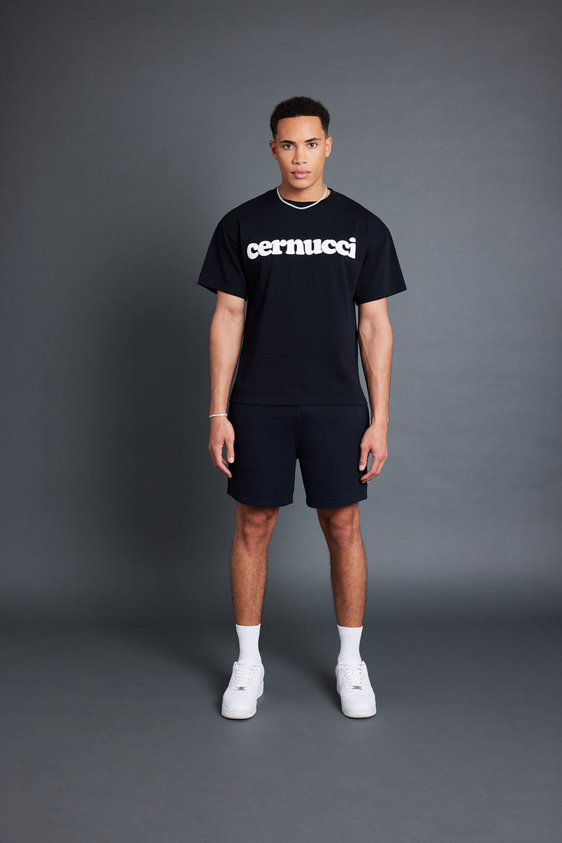 Cernucci Mens Puff Print T-Shirt - Black