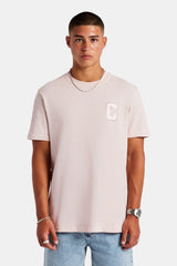 C Embroidered T-Shirt - Light Pink