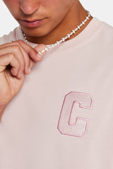 C Embroidered T-Shirt - Light Pink