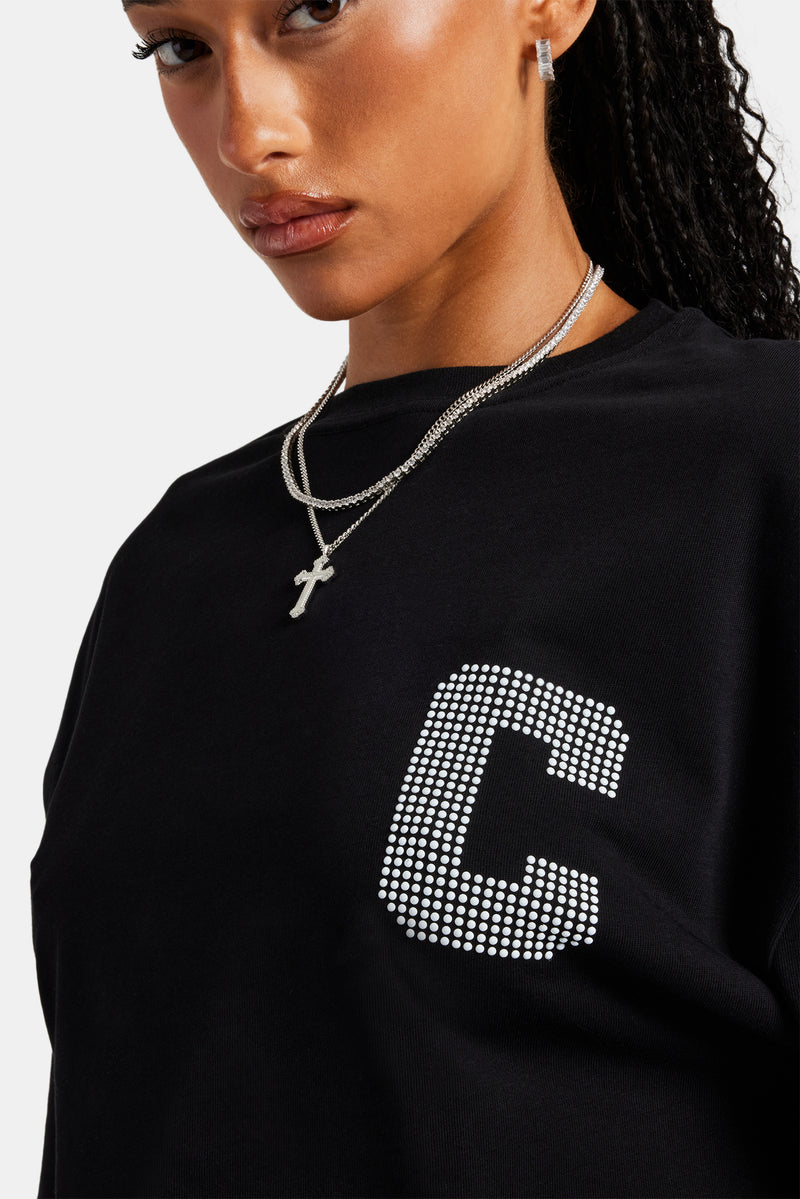 Cernucci Cropped Pearl T-Shirt - Black