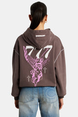 Cherub Print Hoodie - Chocolate