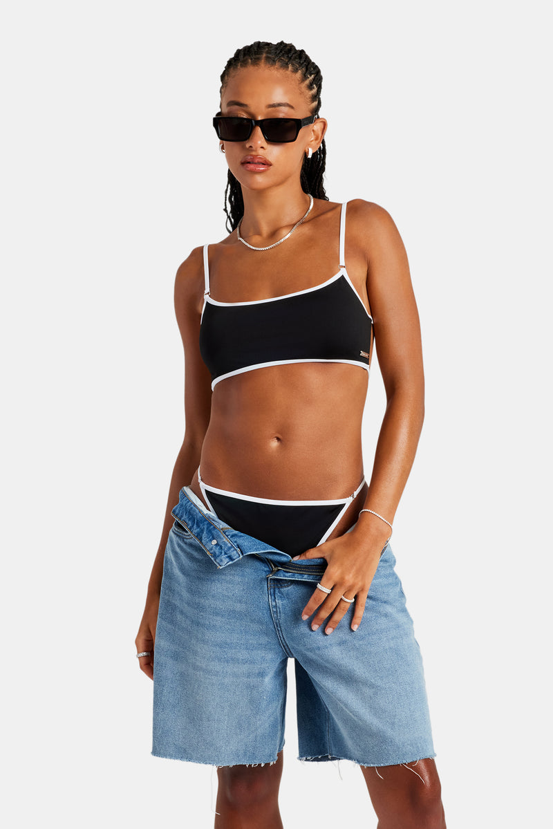 Womens Contrast Bikini Top - Black