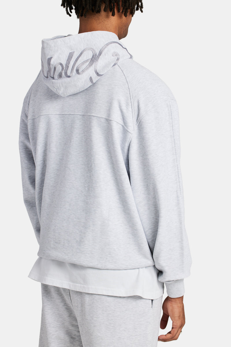 Crnc Salvador Applique Varsity Hoodie - Grey Marl