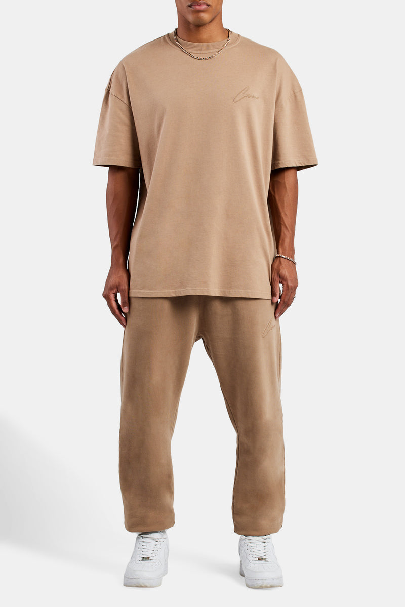 Cernucci Font Oversized T-Shirt - Coffee