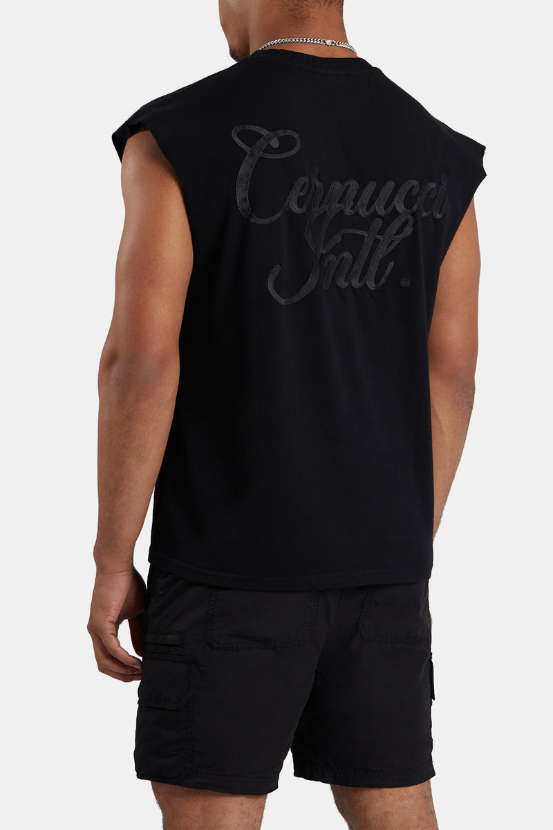 Cernucci International Embroidered Oversized Tank - Black