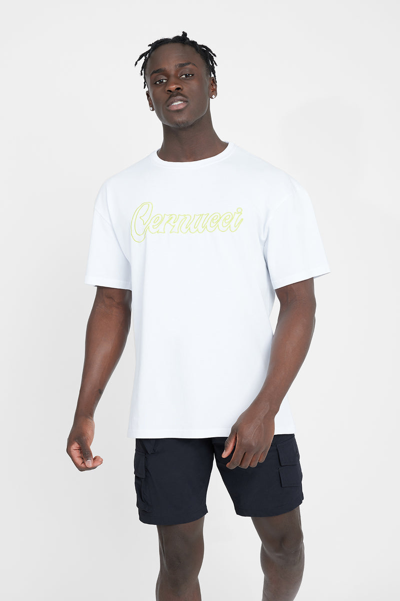 Oversized Cernucci Outline T-Shirt - White