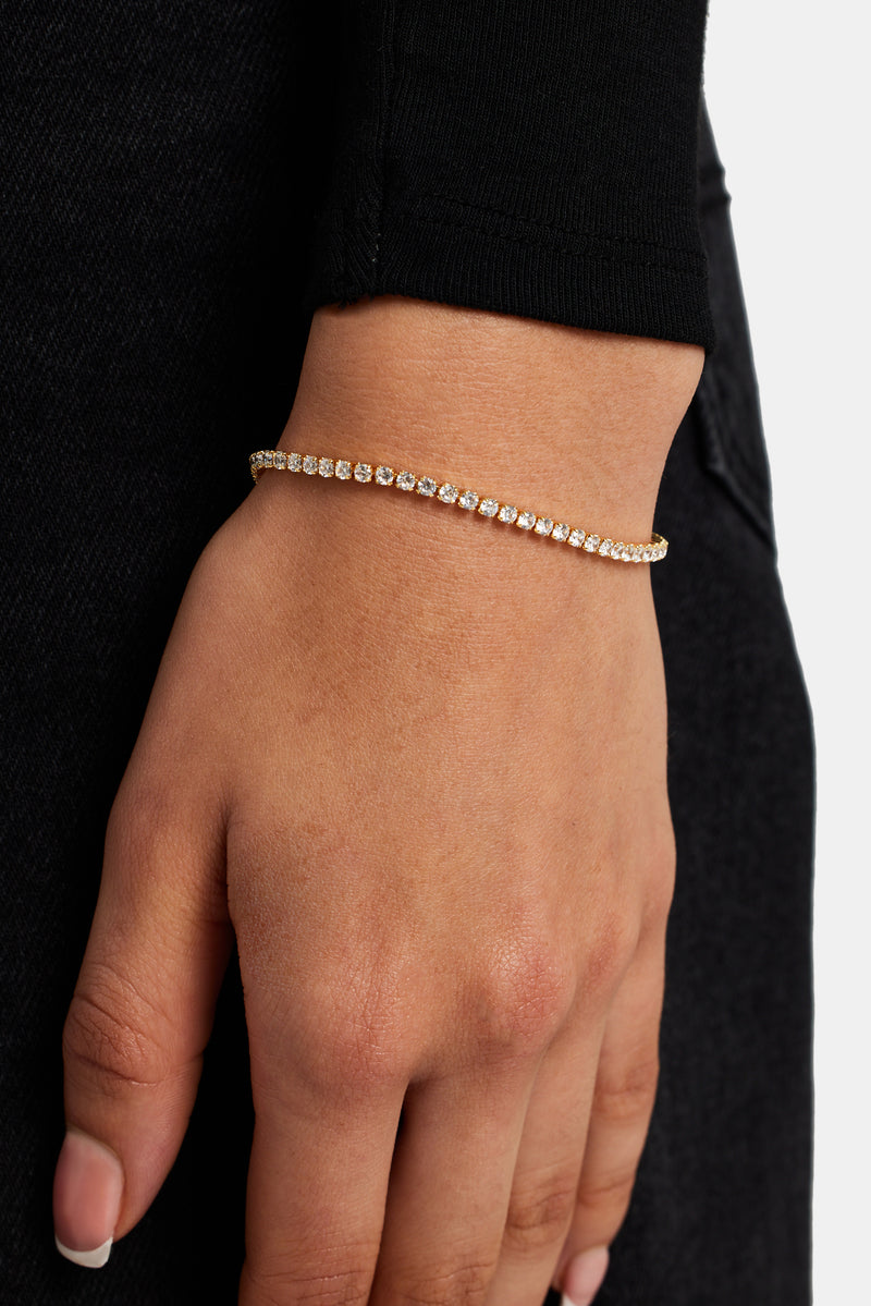 Womens Micro Tennis Bracelet - Gold